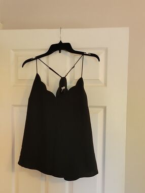 J. Crew Black Scalloped V-Neck Camisole